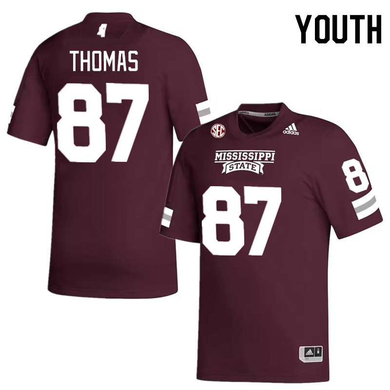 Youth #87 Zavion Thomas Mississippi State Bulldogs 2023 College Football Jerseys Stitched-Maroon